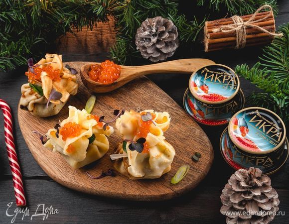 Блинчики с икрой и творожным сыром