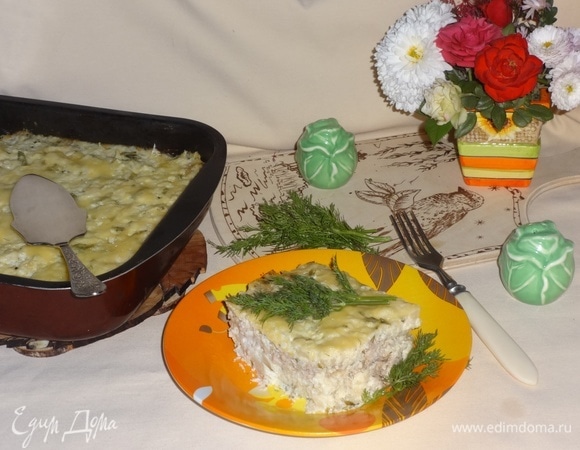 Запеканка из цветной капусты с фаршем и брынзой