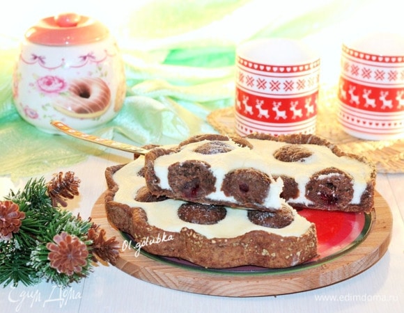 Шоколадный пирог с творожно-ванильной начинкой Шоколадный пирог с творожно-ванильной начинкой