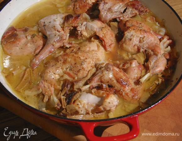 Фрикасе из кролика с белыми грибами