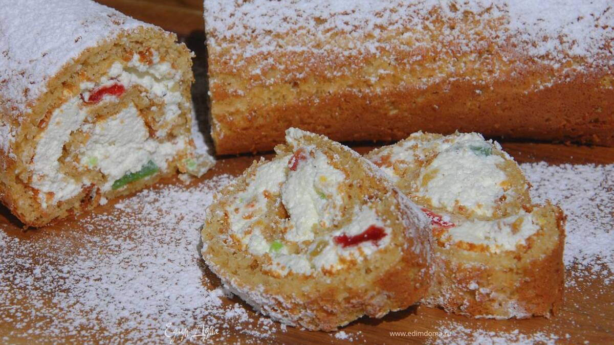 Ванильный рулет с творогом