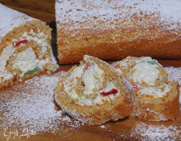 Ванильный рулет с творогом Ванильный рулет с творогом