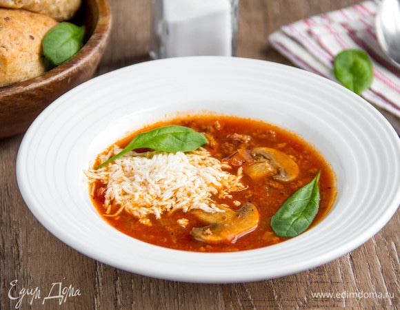 Томатный суп с грибами и фаршем Томатный суп с грибами и фаршем