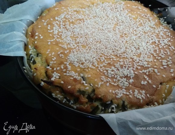 Заливной пирог с капустой и папоротником