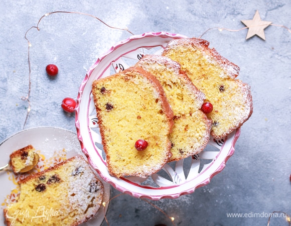Лимонный кекс с клюквой 