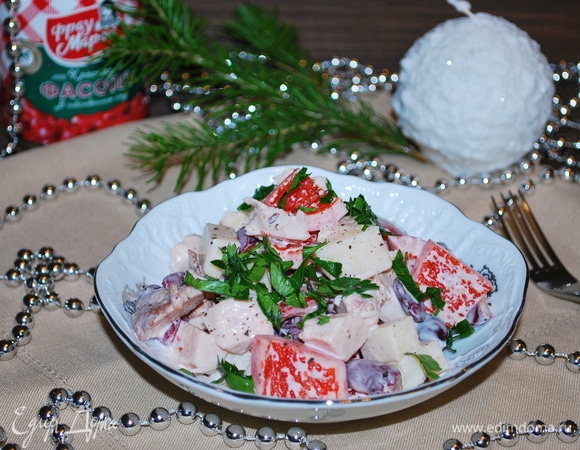 Салат с грушами и копченой грудкой