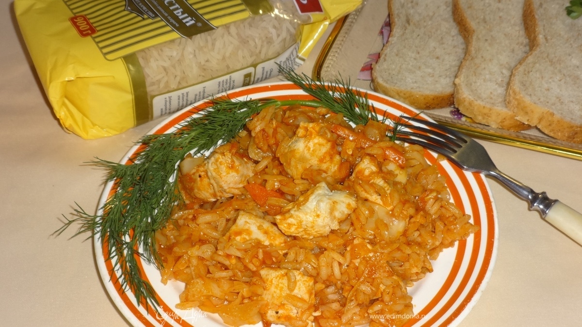 Рис с курицей и капустой по-гречески