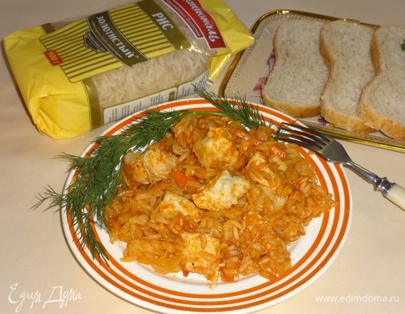 Рис с курицей и капустой по-гречески