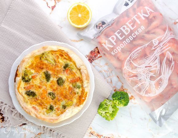 Тарт с брокколи и королевскими креветками Тарт с брокколи и королевскими креветками