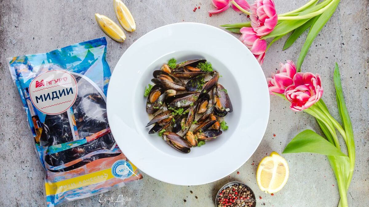 Мидии в вине