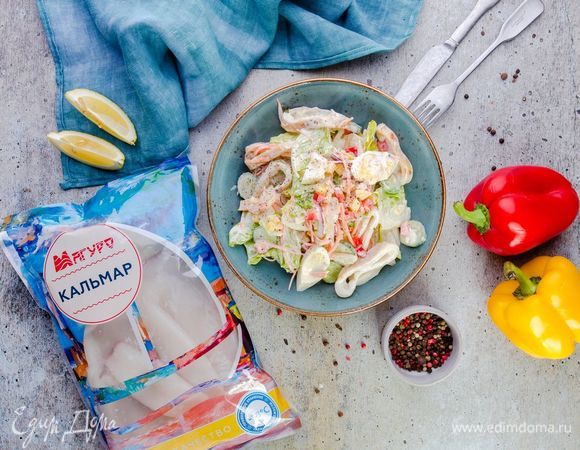Салат с кальмарами и яйцом Салат с кальмарами и яйцом
