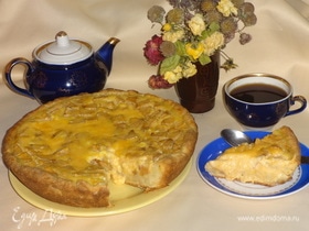 Пирог из творожного теста с тыквенным суфле и яблоками