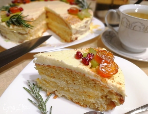 Бисквитный торт с творожно-сливочным кремом