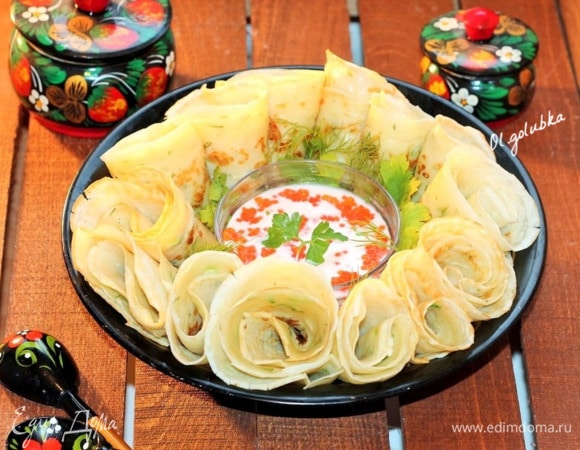 Сырные блинчики с икрой Сырные блинчики с икрой