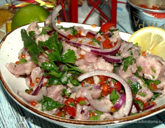 Севиче из тунца с красной икрой Севиче из тунца с красной икрой