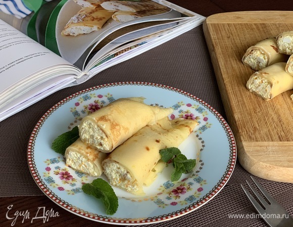 Блинчики с творогом, изюмом и апельсиновой цедрой