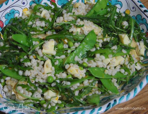 Перловка с артишоками, сулугуни и мятой