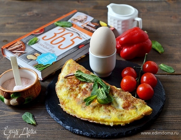 Омлет с мятой и зеленым горошком