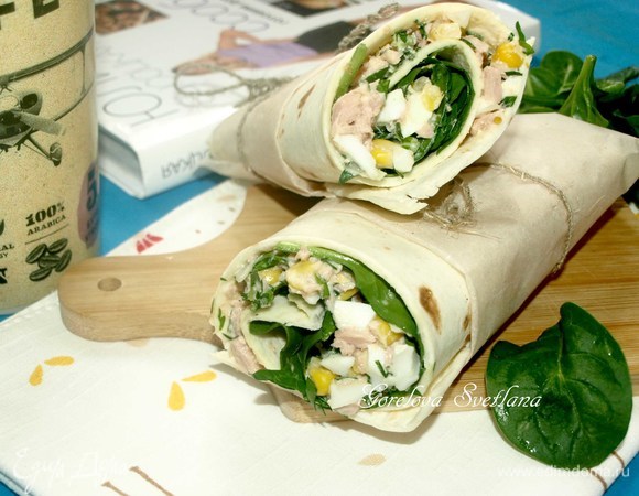 Тортилья с тунцом, яйцом и сладкой кукурузой Тортилья с тунцом, яйцом и сладкой кукурузой