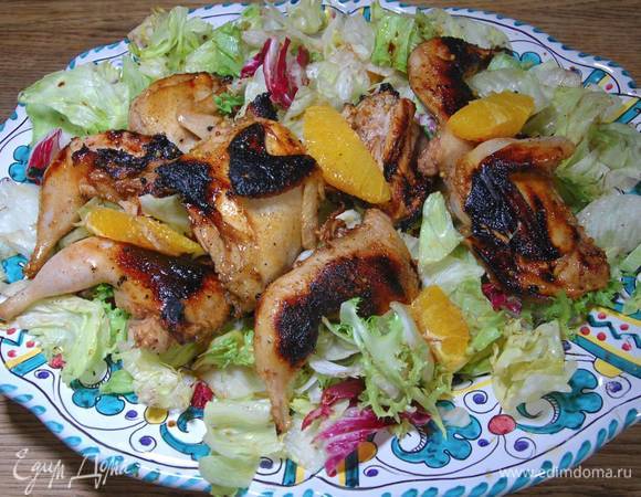 Салат с перепелками и апельсином Салат с перепелками и апельсином