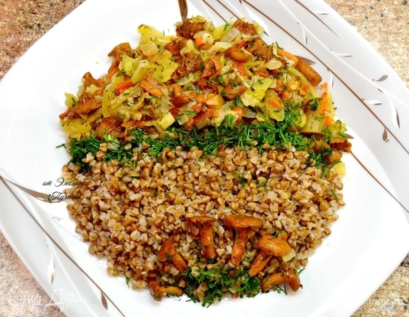 Греча с лисичками Греча с лисичками