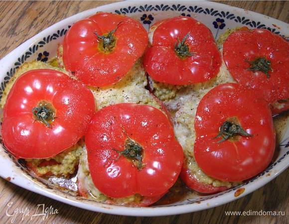 Помидоры, фаршированные пшеном и шпинатом Помидоры, фаршированные пшеном и шпинатом