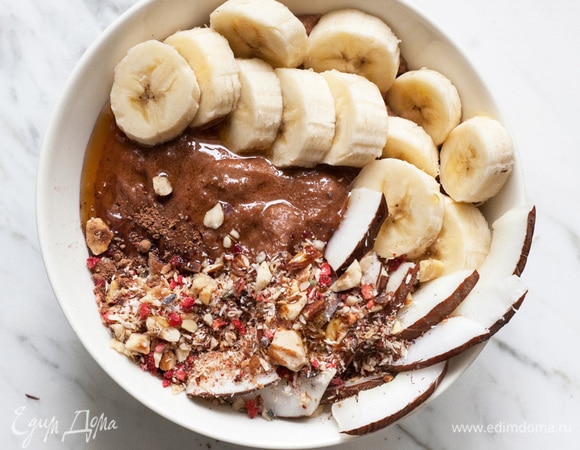 Шоколадная манная каша с ореховой дуккой