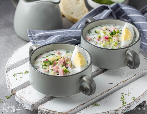 Окрошка на минеральной воде со сметаной Окрошка на минеральной воде со сметаной