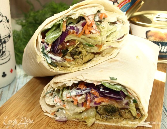 Салат с мидиями в лаваше Салат с мидиями в лаваше