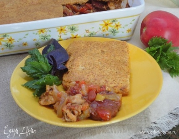 Баскский пирог с курицей и чоризо