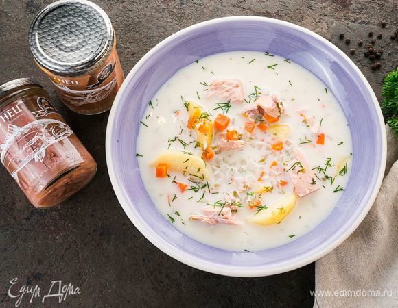 Сырный суп с консервированным тунцом