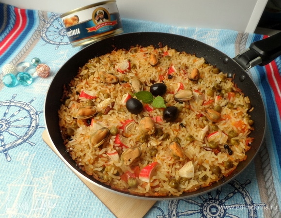 Паэлья с мидиями, барбарисом и крабовыми палочками Паэлья с мидиями, барбарисом и крабовыми палочками