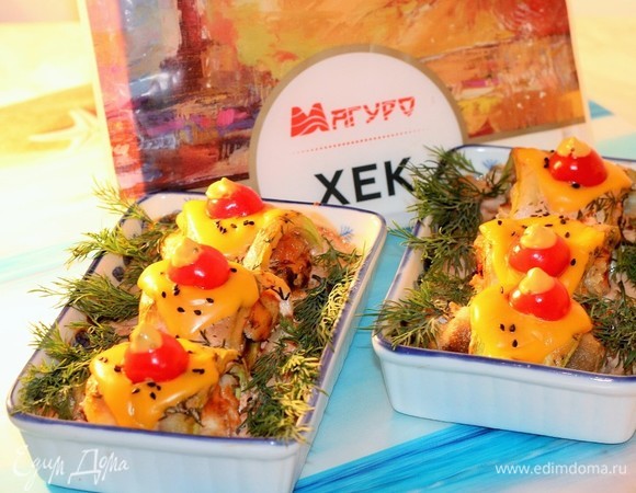 Рыба, запеченная с кабачками