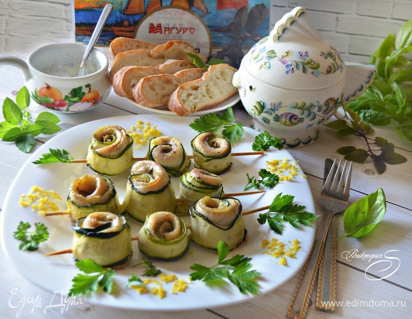 Завитки из белой рыбы и цукини Завитки из белой рыбы и цукини