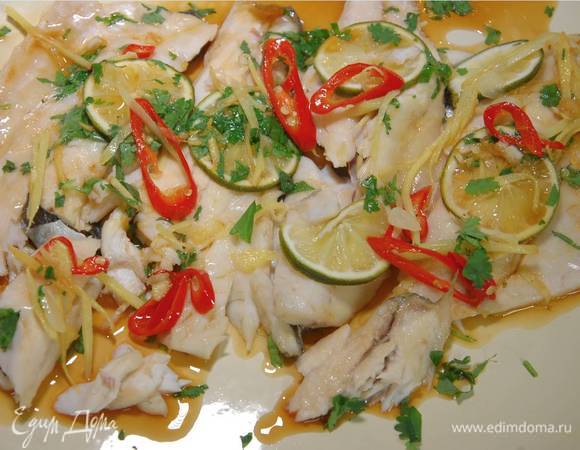 Филе сибаса с лаймом под имбирным маринадом