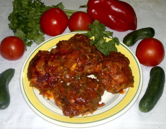 Куриные бедра в томатной заливке Куриные бедра в томатной заливке