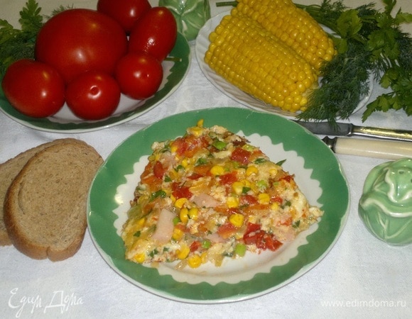 Омлет с ветчиной и овощами Омлет с ветчиной и овощами