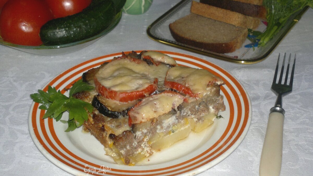 Овощная запеканка с фаршем