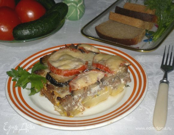 Овощная запеканка с фаршем