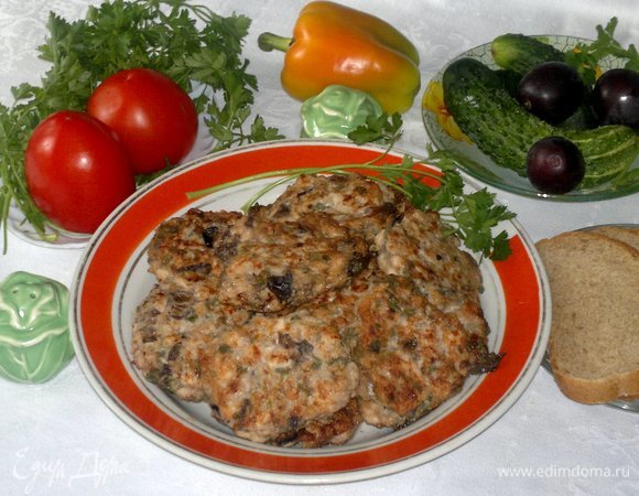 Оладьи из курицы с черносливом и зеленью
