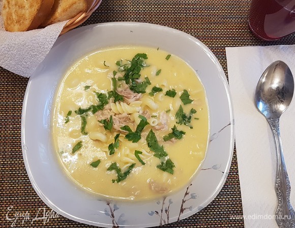 Нежный крем-суп с макаронами