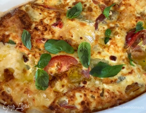 Фриттата с козьим сыром и помидорами