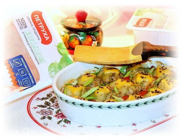 Рулетики из кабачков с курицей