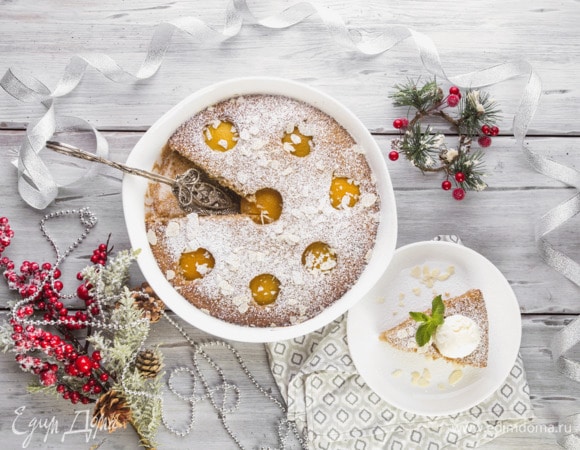 Пирог с консервированными персиками