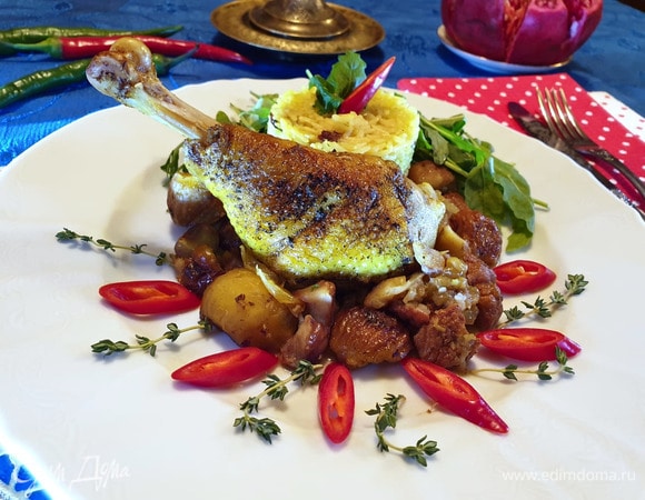 Курица с каштанами по-азербайджански