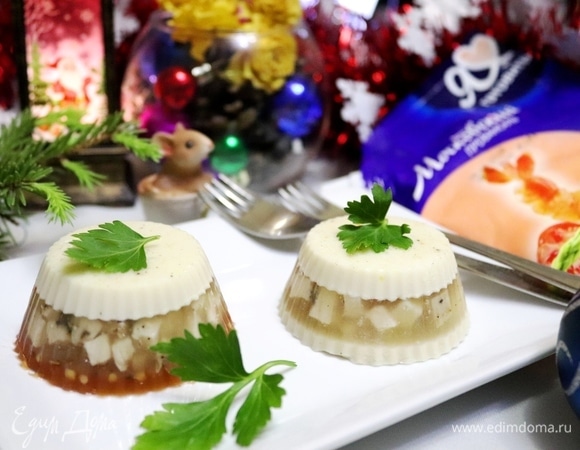 Закусочное заливное «Пирожное» из курицы