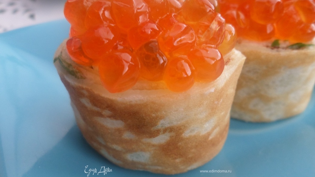 Закусочные блинчики с икрой