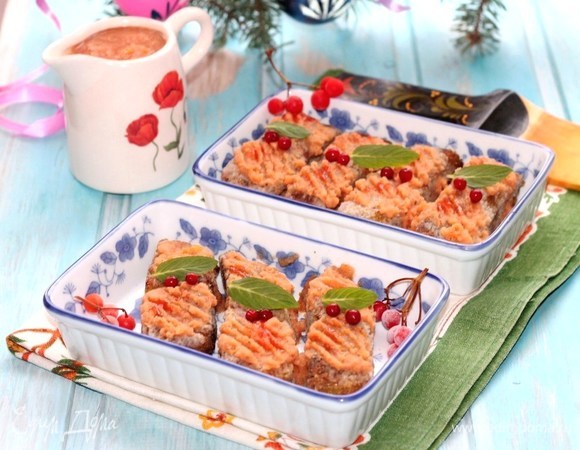 Ветчинно-сырная закуска с соусом Ветчинно-сырная закуска с соусом