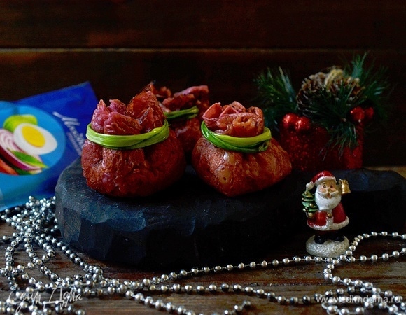 Блинные мешочки с сельдью Блинные мешочки с сельдью