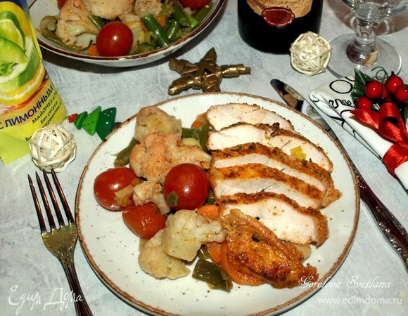 Пикантная куриная грудка с овощами Пикантная куриная грудка с овощами